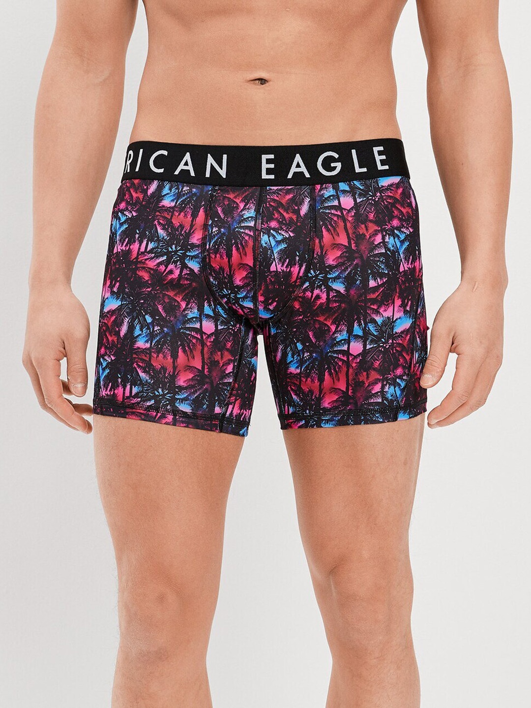 

AMERICAN EAGLE OUTFITTERS Floral Printed Anti Microbial Boxer-Style Brief WES0233341615, Black