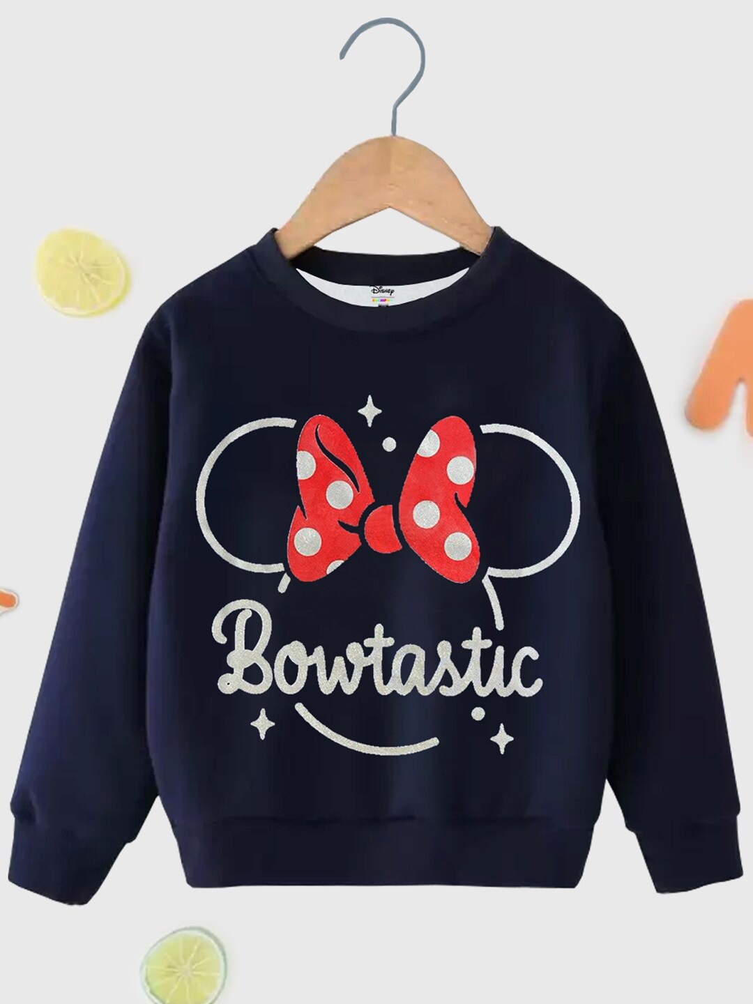 

KUCHIPOO Girls Graphic Printed Sweatshirt, Navy blue