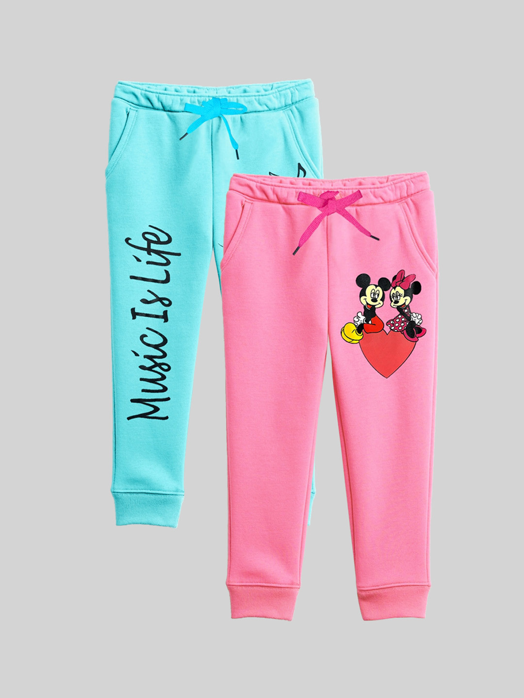 

KUCHIPOO Girls Pack Of 2 Mid-Rise Joggers, Pink