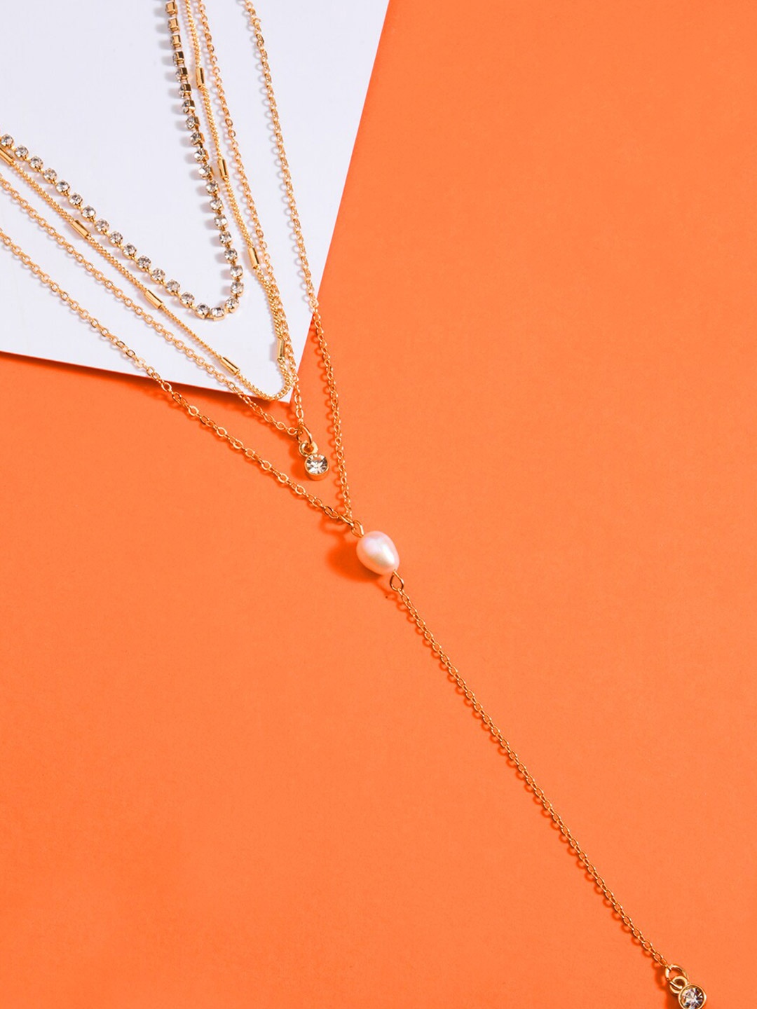 

Accessorize Cup Chain Pearl Layered Necklace, Gold