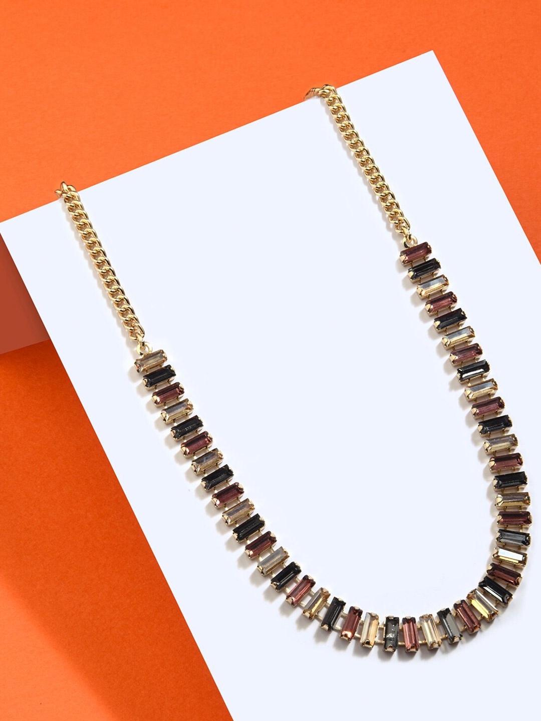 

Accessorize Multy Small Baguette Statement Necklace, Gold