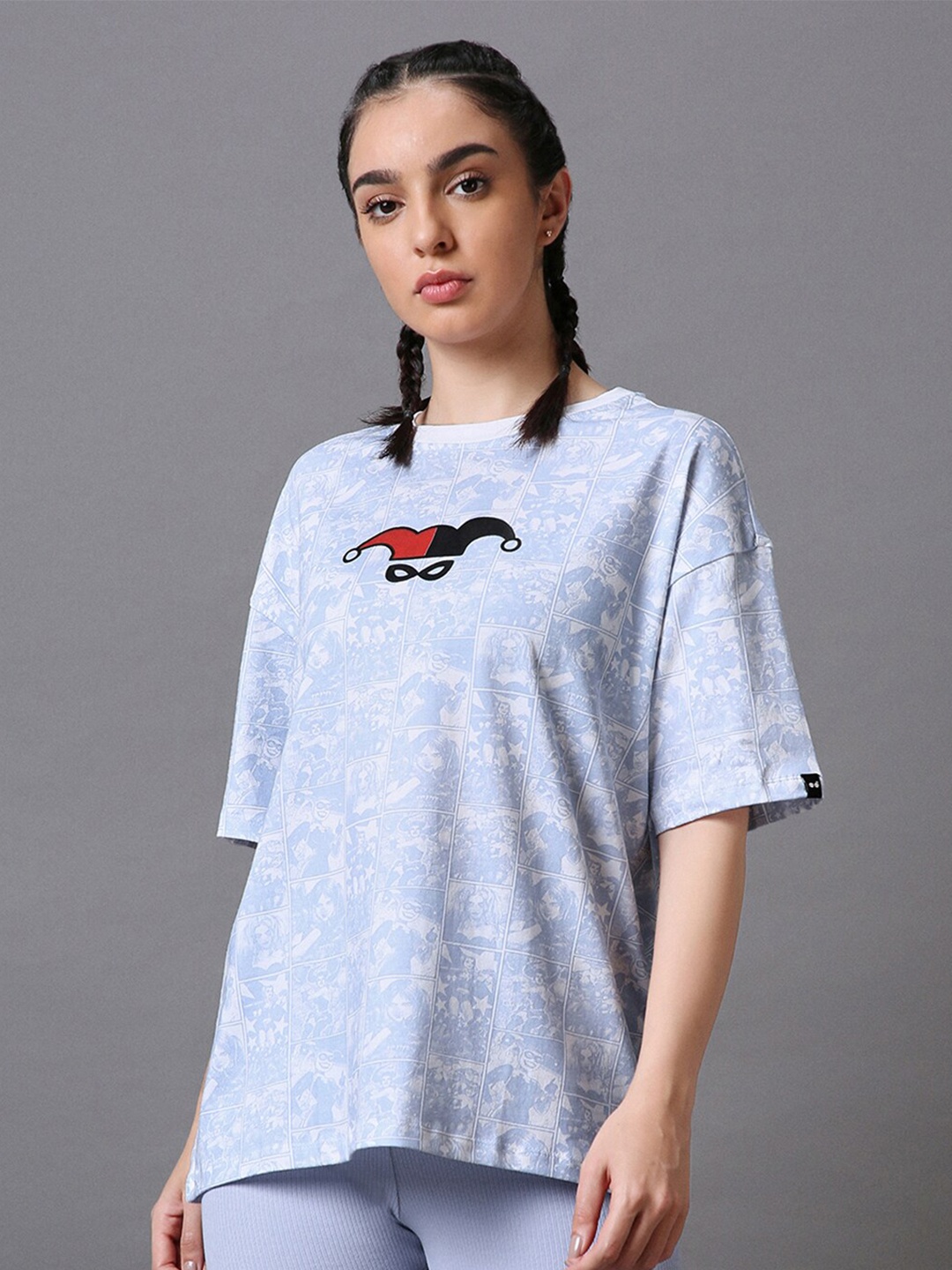 

Bewakoof Dc Comics Printed Pure Cotton Oversized T-shirt, Blue
