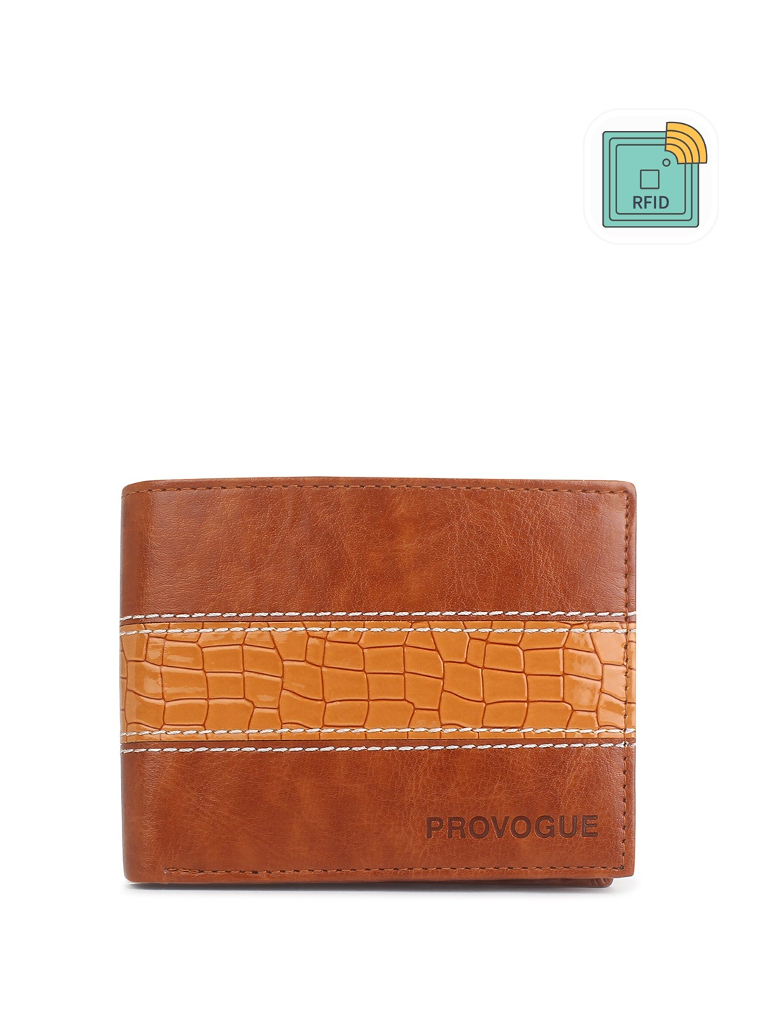 

Provogue Men Colourblocked Two Fold Wallet, Tan