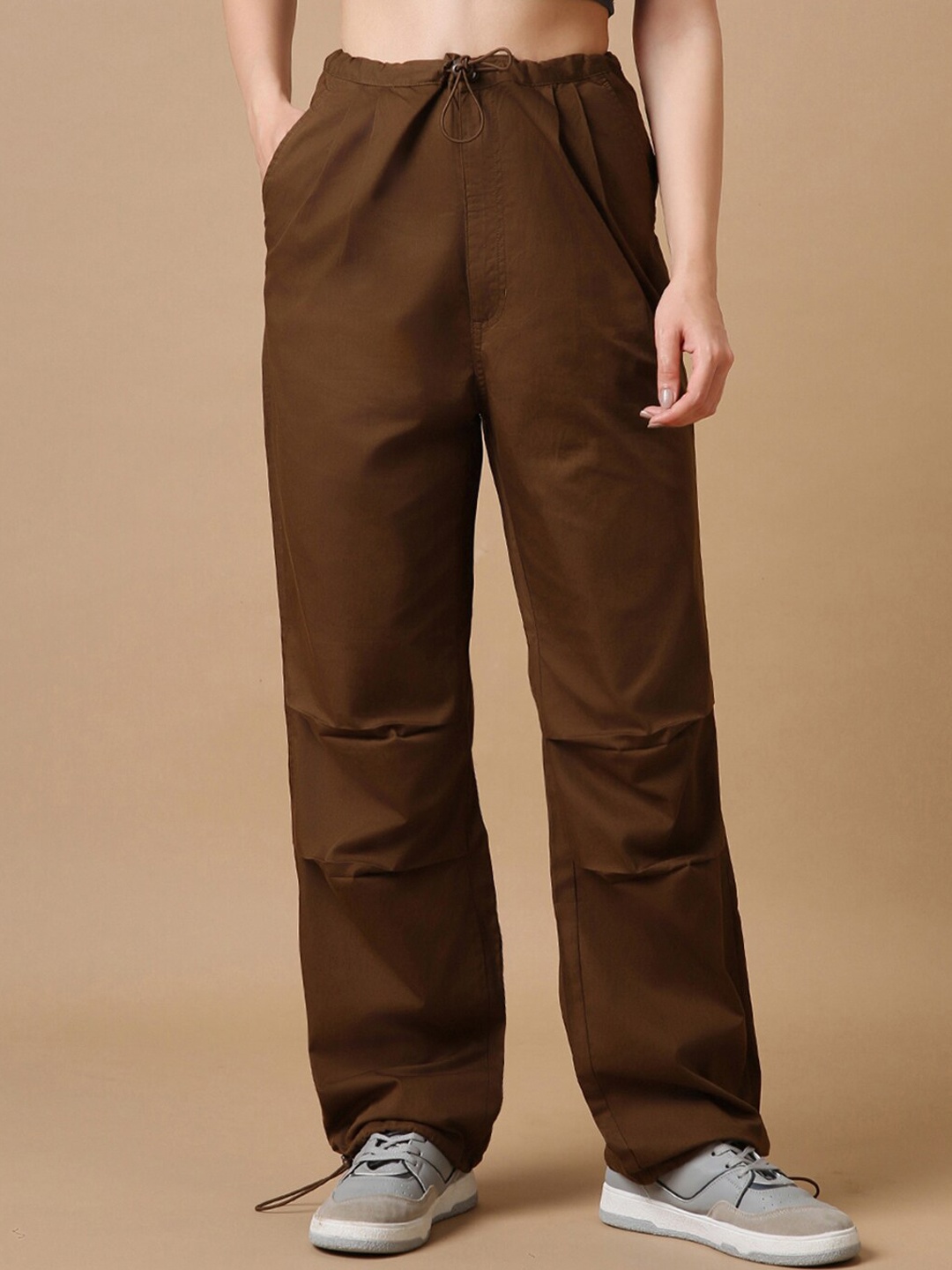 

Bewakoof Women Oversized Parachute Pants, Brown