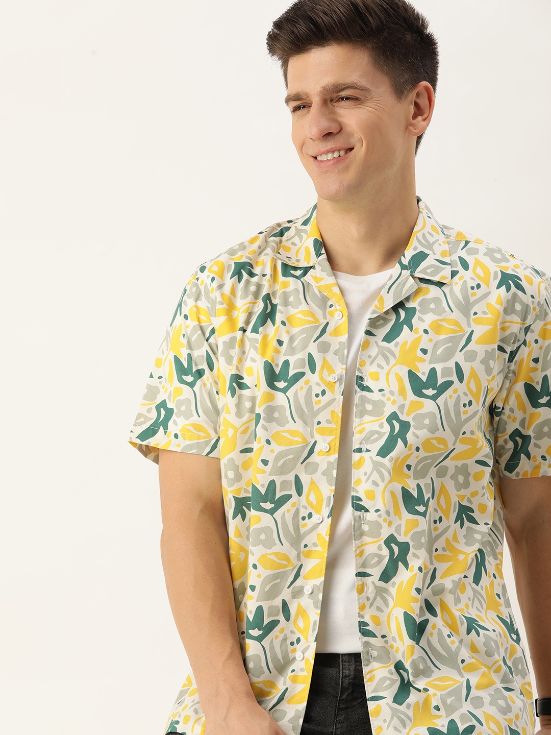 

Mast & Harbour Men Floral Opaque Printed Casual Shirt, White