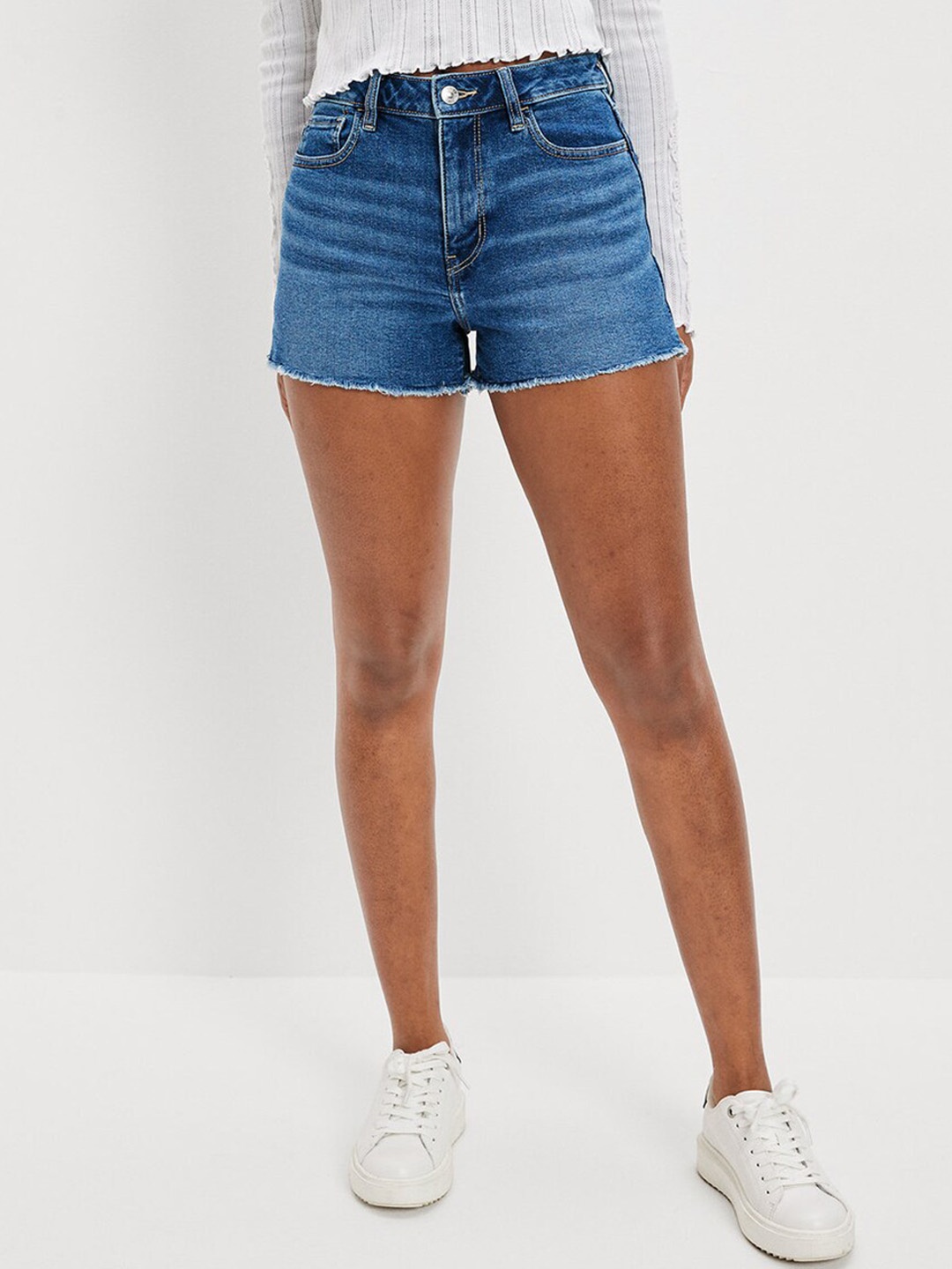 

AMERICAN EAGLE OUTFITTERS Women Mid-Rise Denim Shorts, Blue