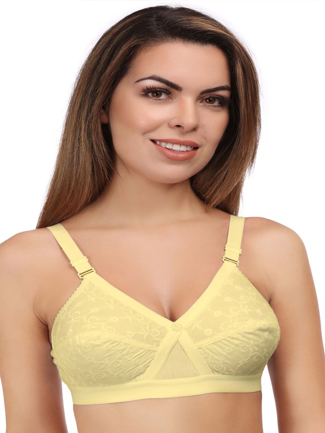 

Eve's Beauty Self Design Non-Wired Non-Padded Minimizer Bra With All Day Comfort, Yellow