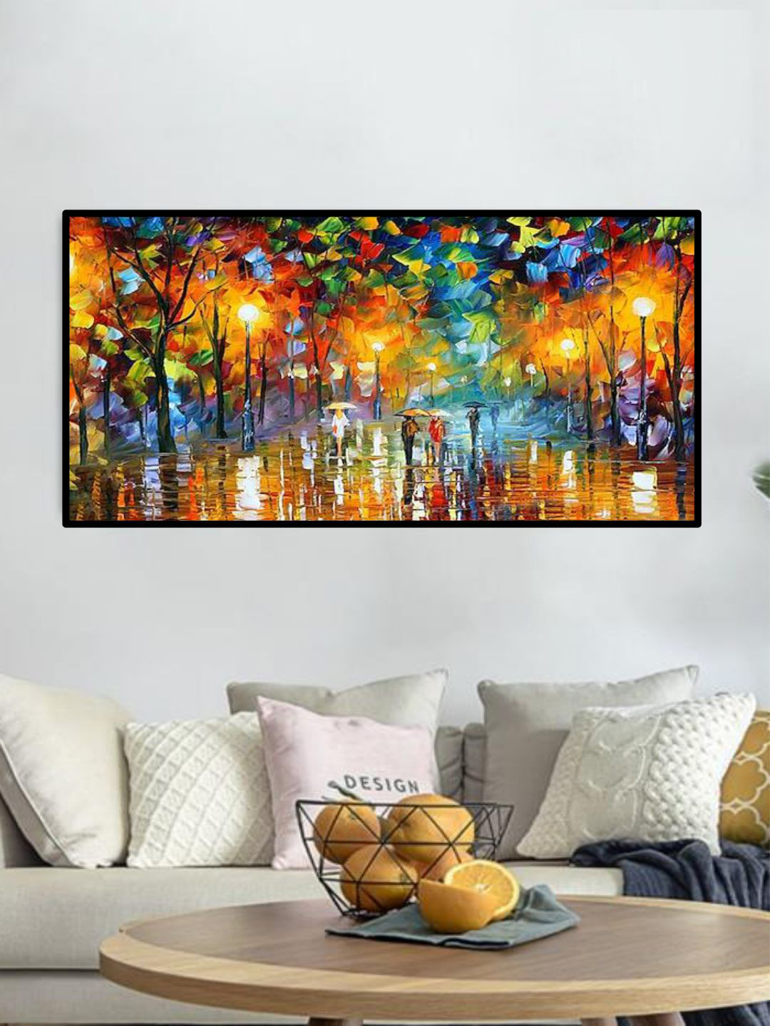 

THE HANDMADE FLAIR Yellow & Green Abstract Painting Wall Art