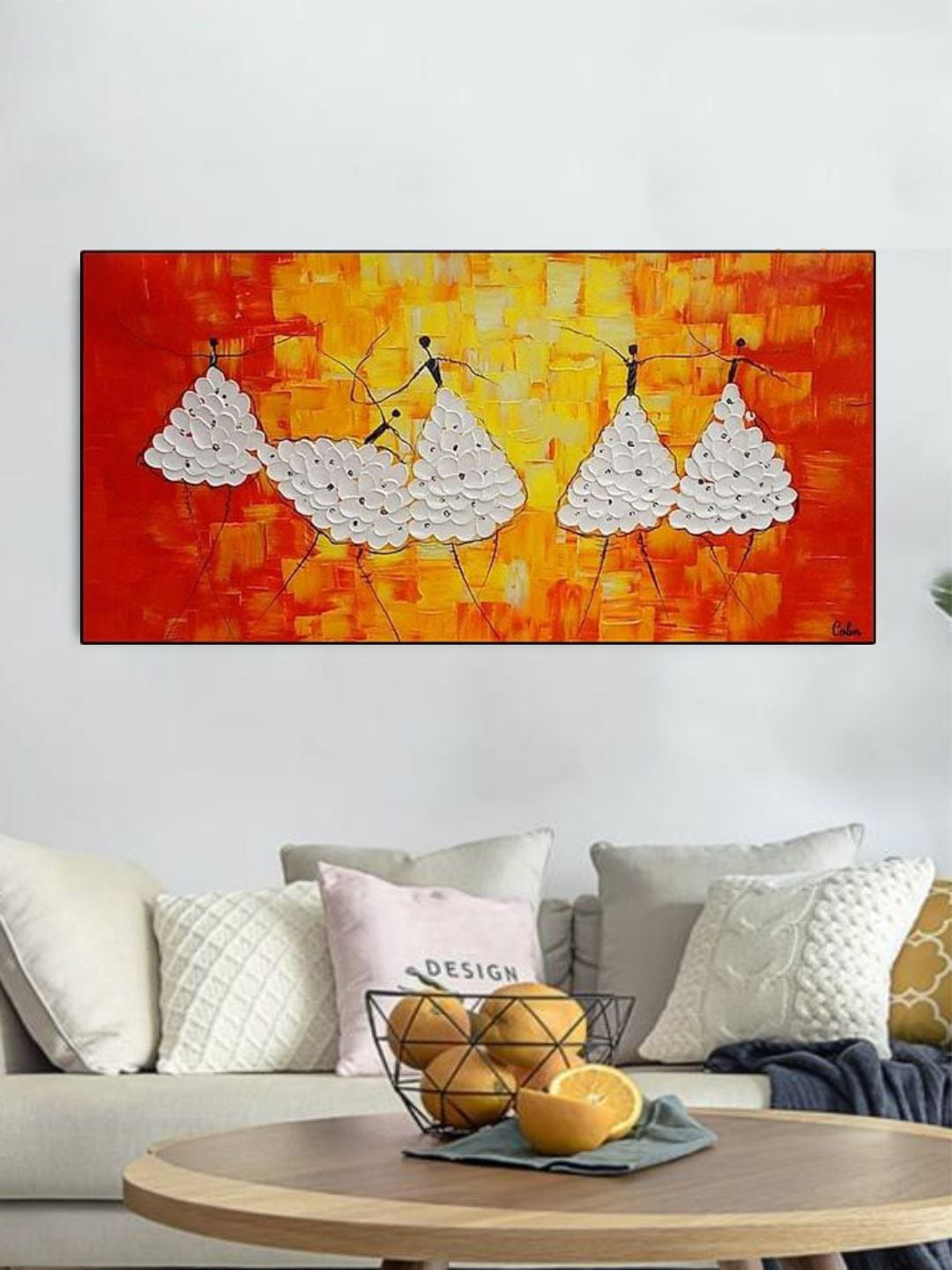

THE HANDMADE FLAIR Red & White Abstract Painting Wall Art