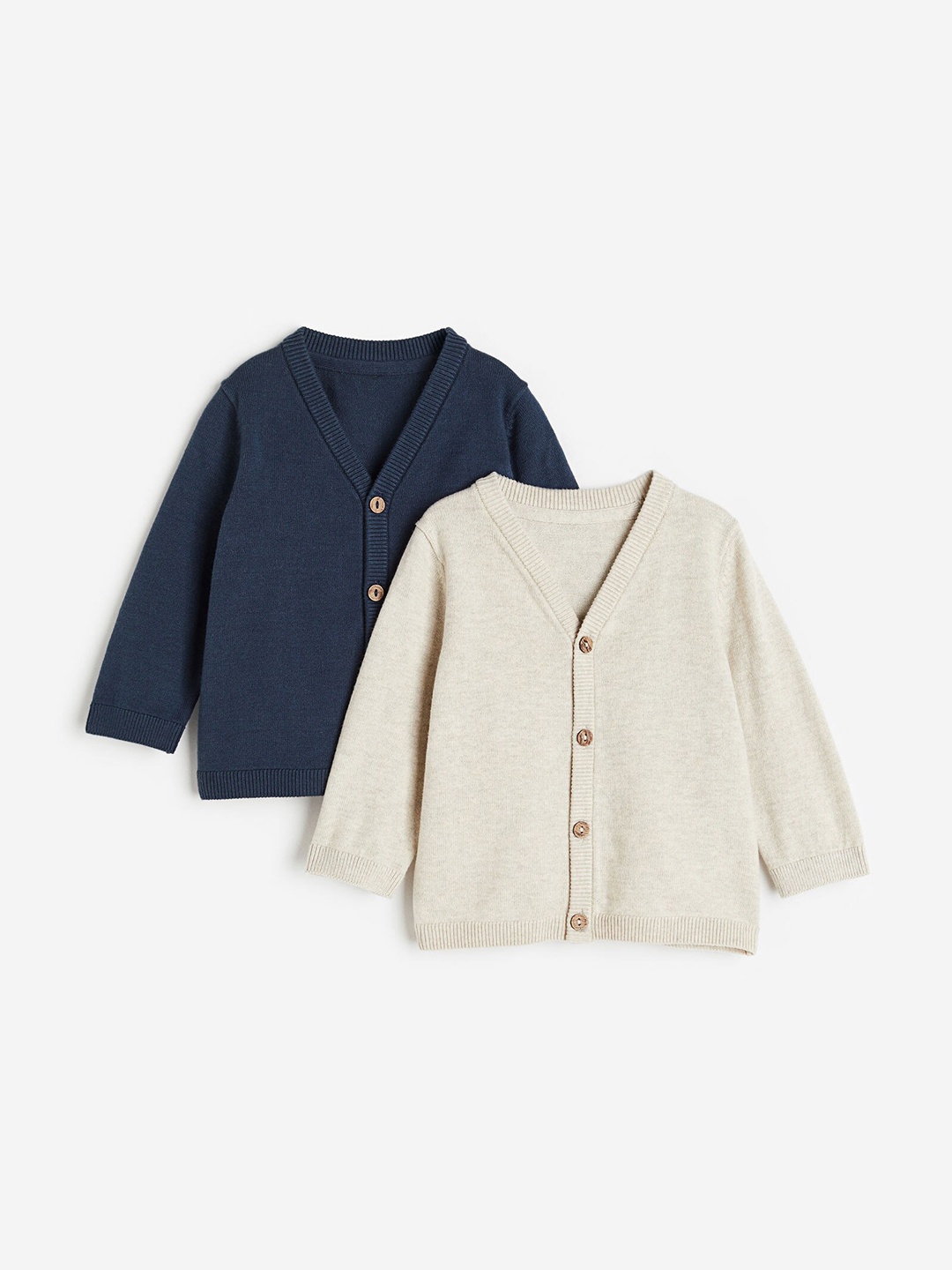 

H&M Boys Pure Cotton 2-Pack Fine-Knit Cardigans, Navy blue