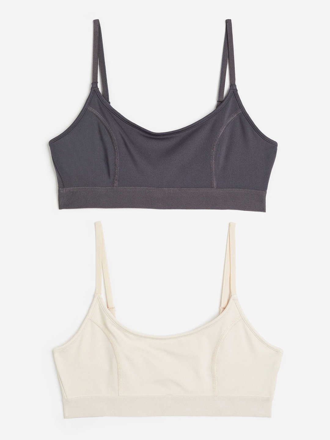 

H&M 2-Pack Non-Padded Cotton Bra Tops, Beige