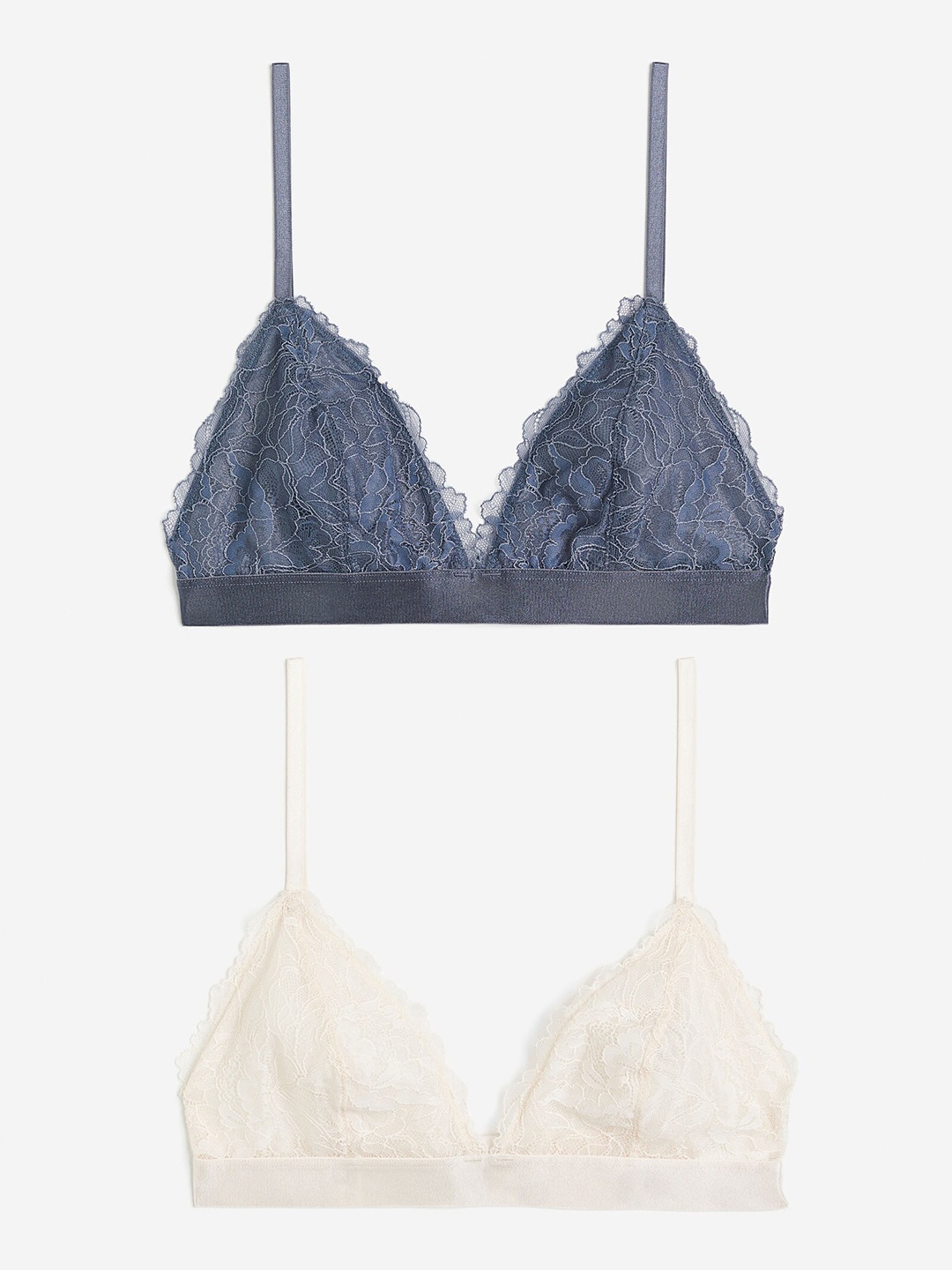 

H&M Pack Of 2 Soft Lace Bras, Blue