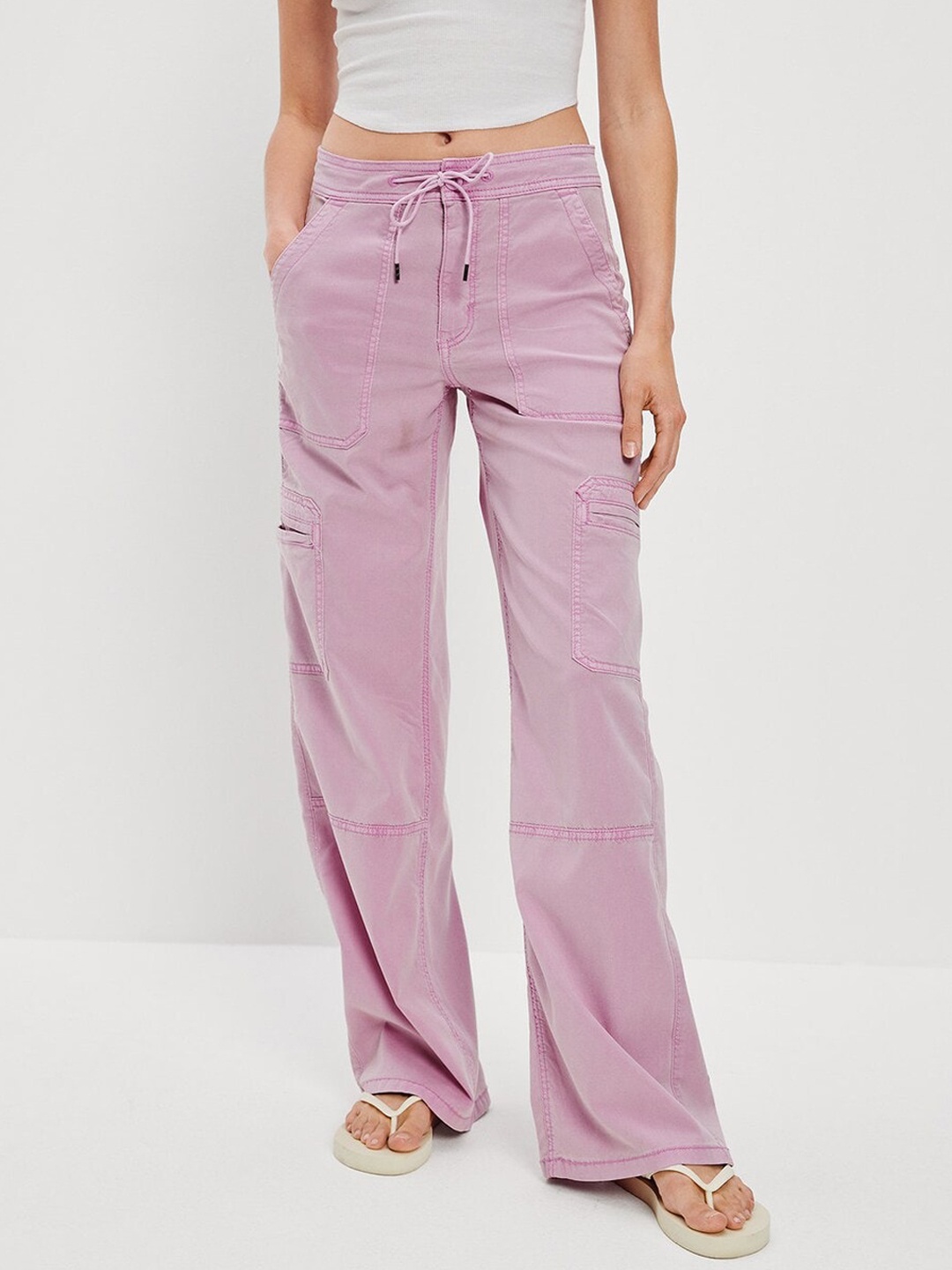 

AMERICAN EAGLE OUTFITTERS Women Mid Rise Plain Cargos, Purple