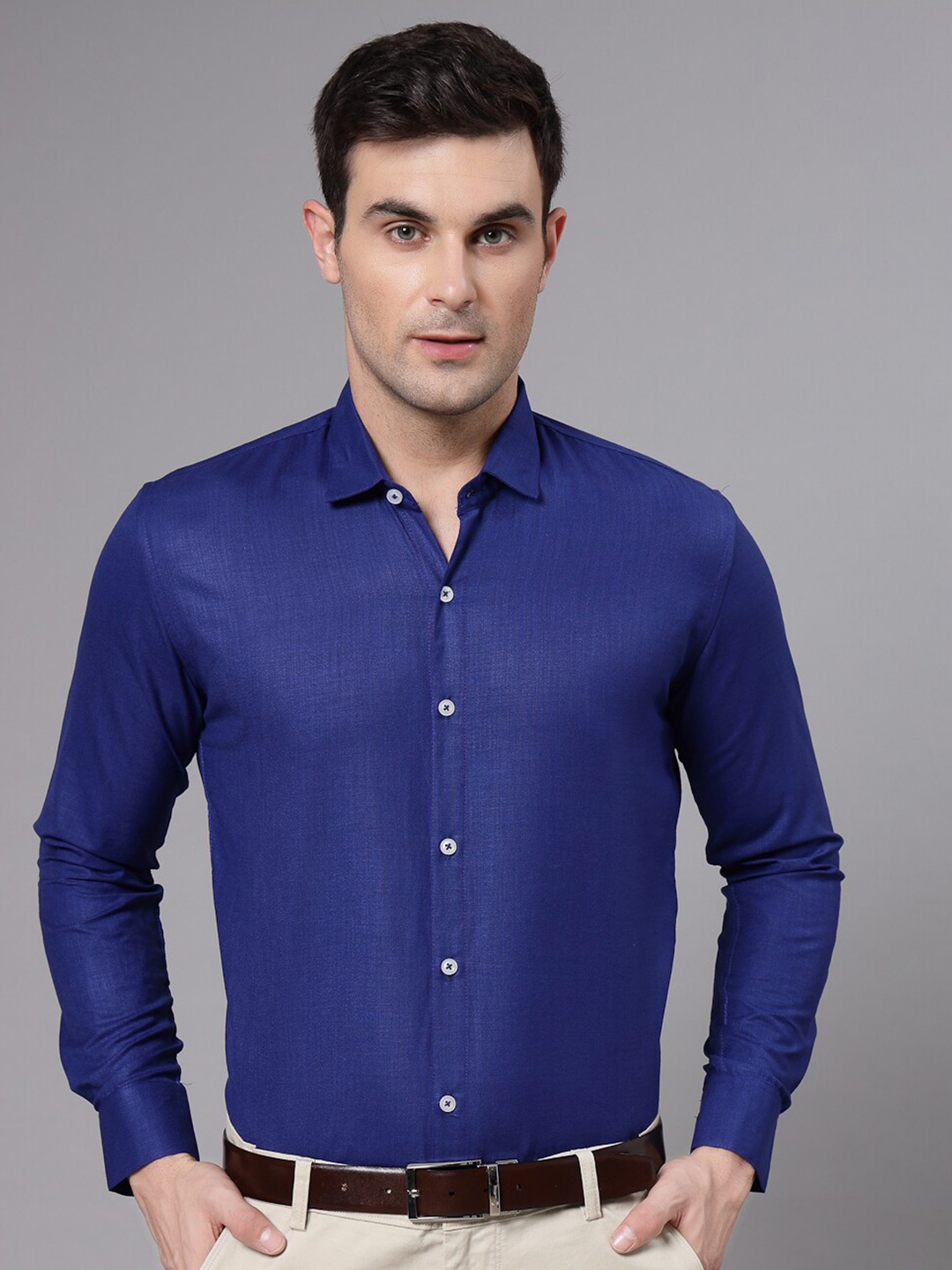

Molly & Michel Slim Fit Cotton Formal Shirt, Blue