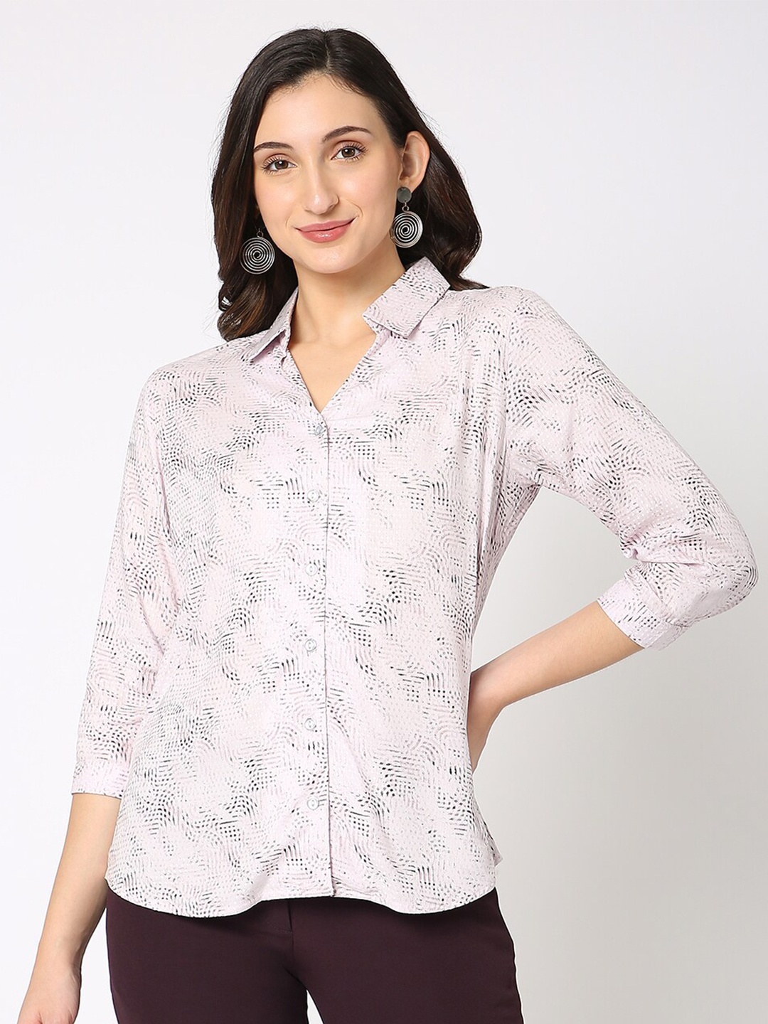 

NOT SO PINK Abstract Printed Relaxed Casual Shirt, Lavender