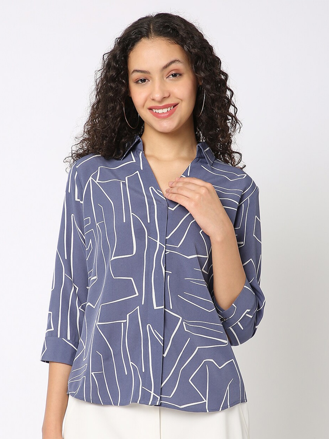 

NOT SO PINK Abstract Printed Relaxed Casual Shirt, Grey