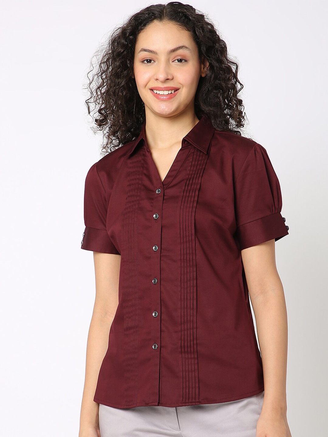 

NOT SO PINK Relaxed Cotton Casual Shirt, Maroon