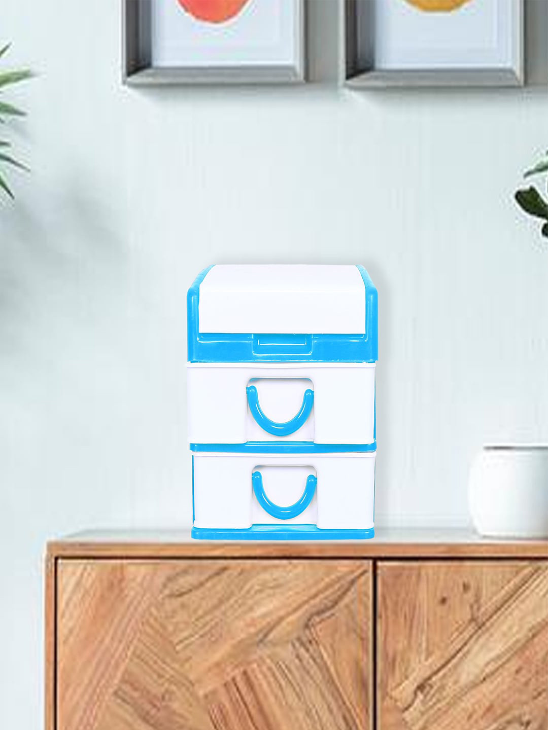 

Kuber Industries Blue & White 2 Pieces Colourblocked Jewellery Organisers