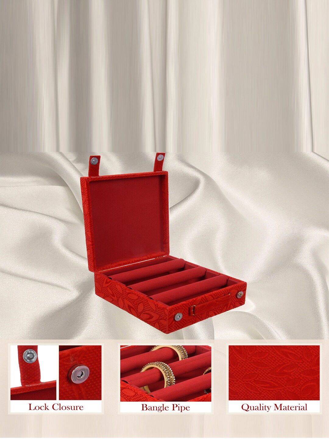 

Kuber Industries 3-Rod Self-Cut Bangle Organiser, Red