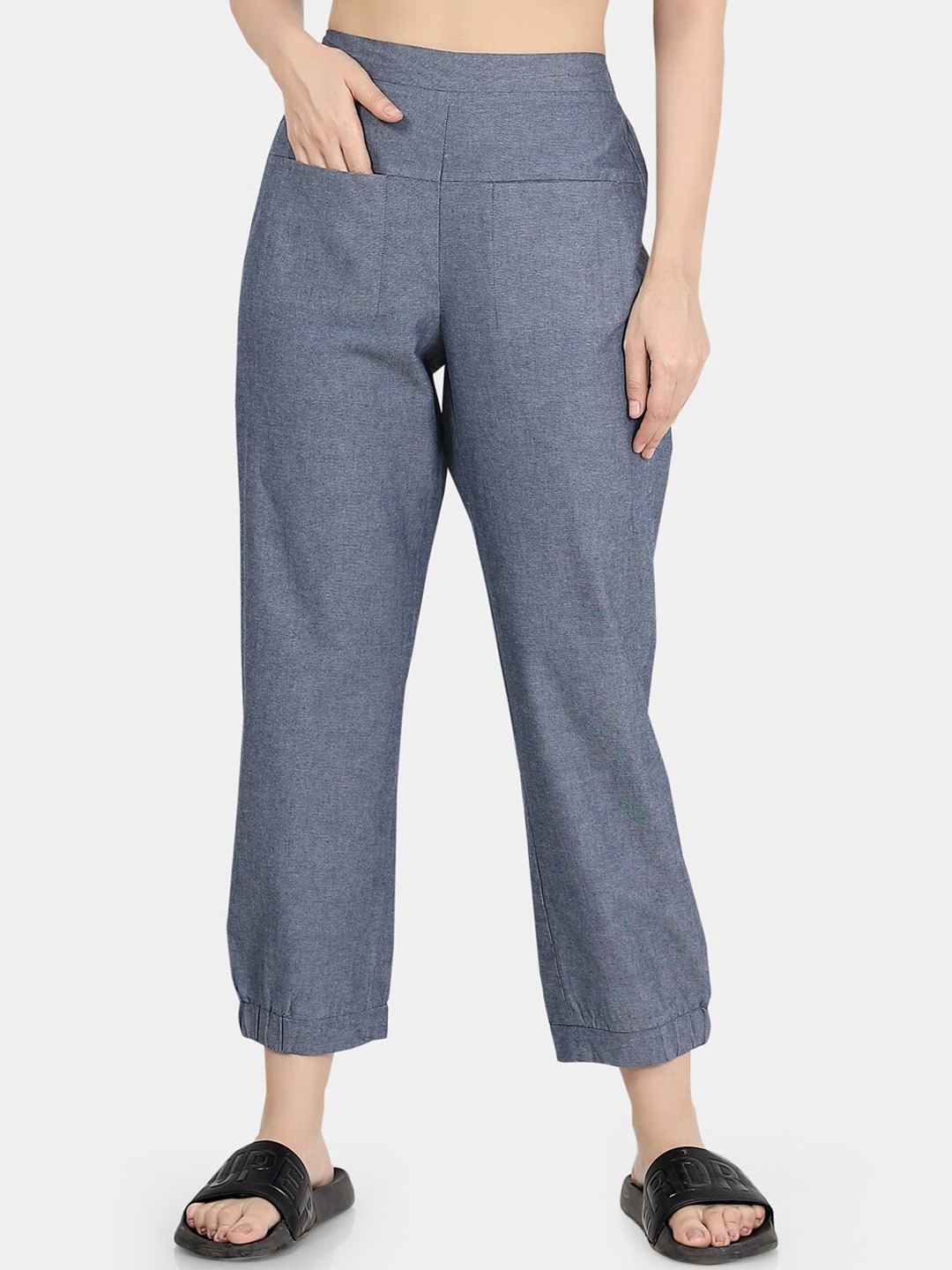 

Mystere Paris Straight Fit Mid-Rise Pure Cotton Lounge Pant, Blue