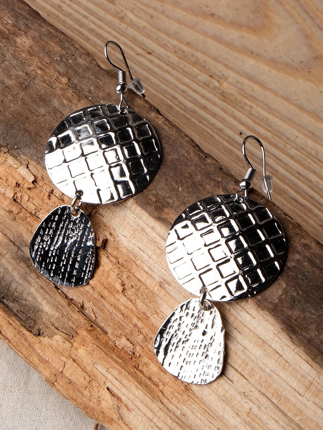 

XPNSV Silver-Plated Contemporary Drop Earrings