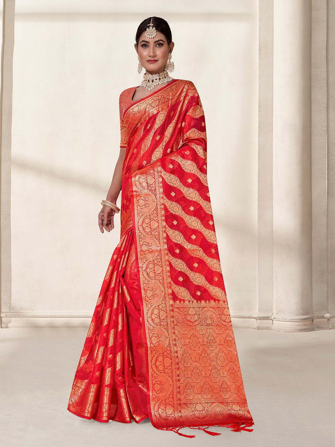 

Anouk Woven Design Zari Saree, Red