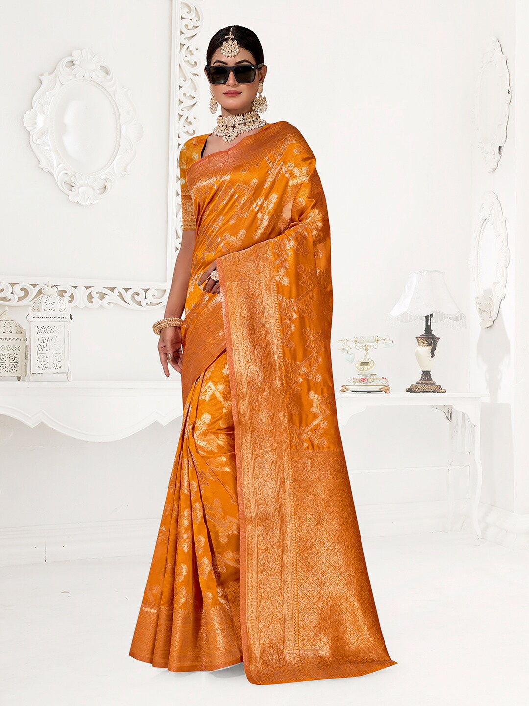 

Anouk Woven Design Zari Saree, Orange