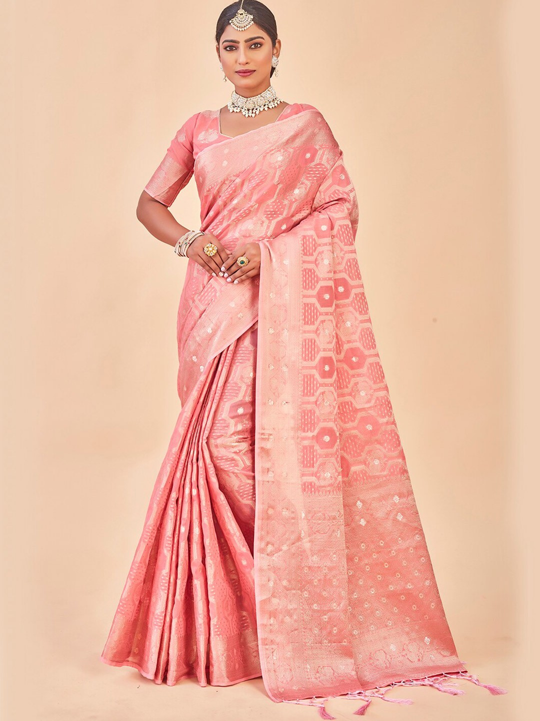

Anouk Woven Design Zari Art Silk Saree, Pink