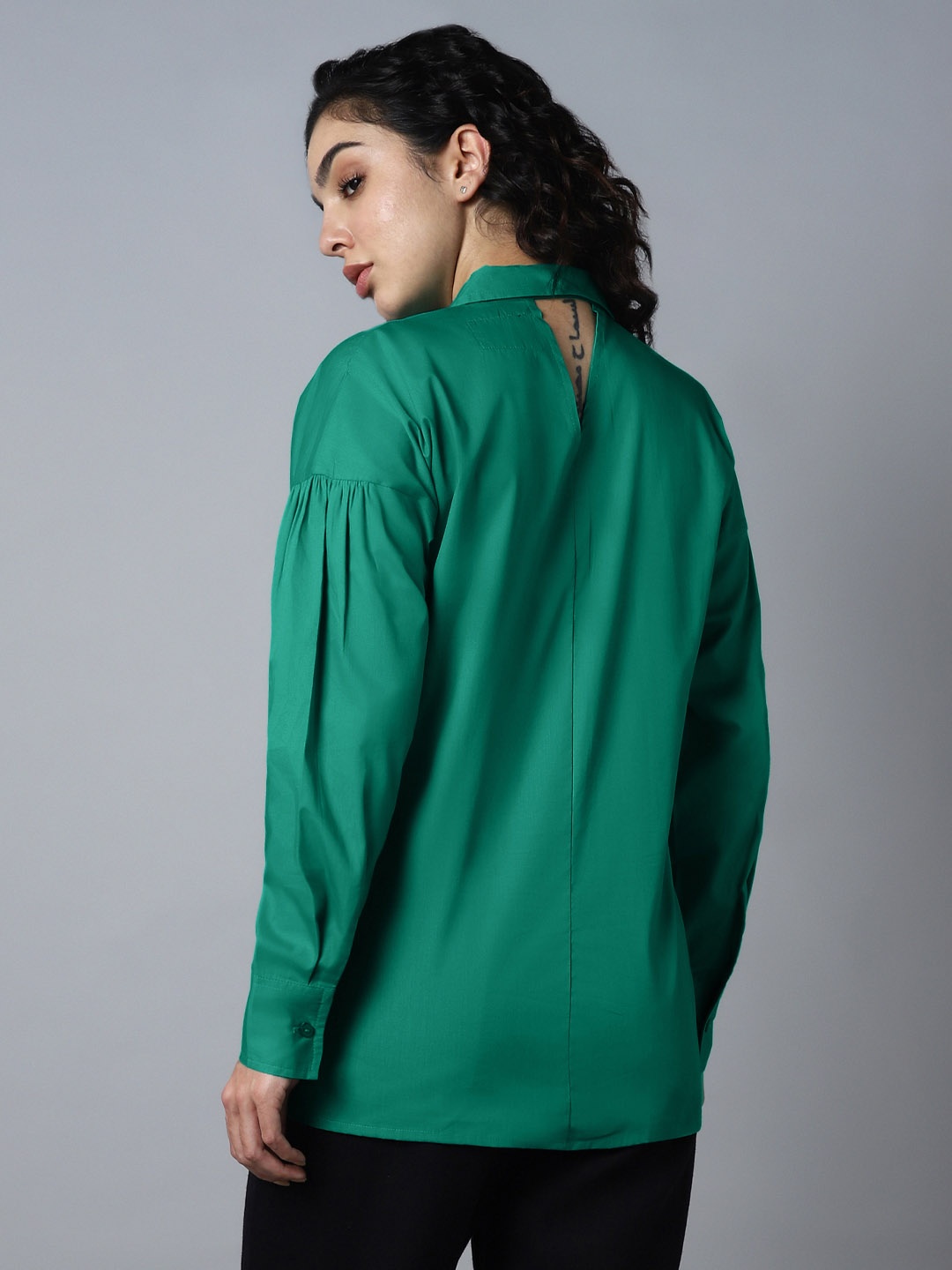 

High Star Classic Spread Collar Long Sleeve Casual Shirt, Green