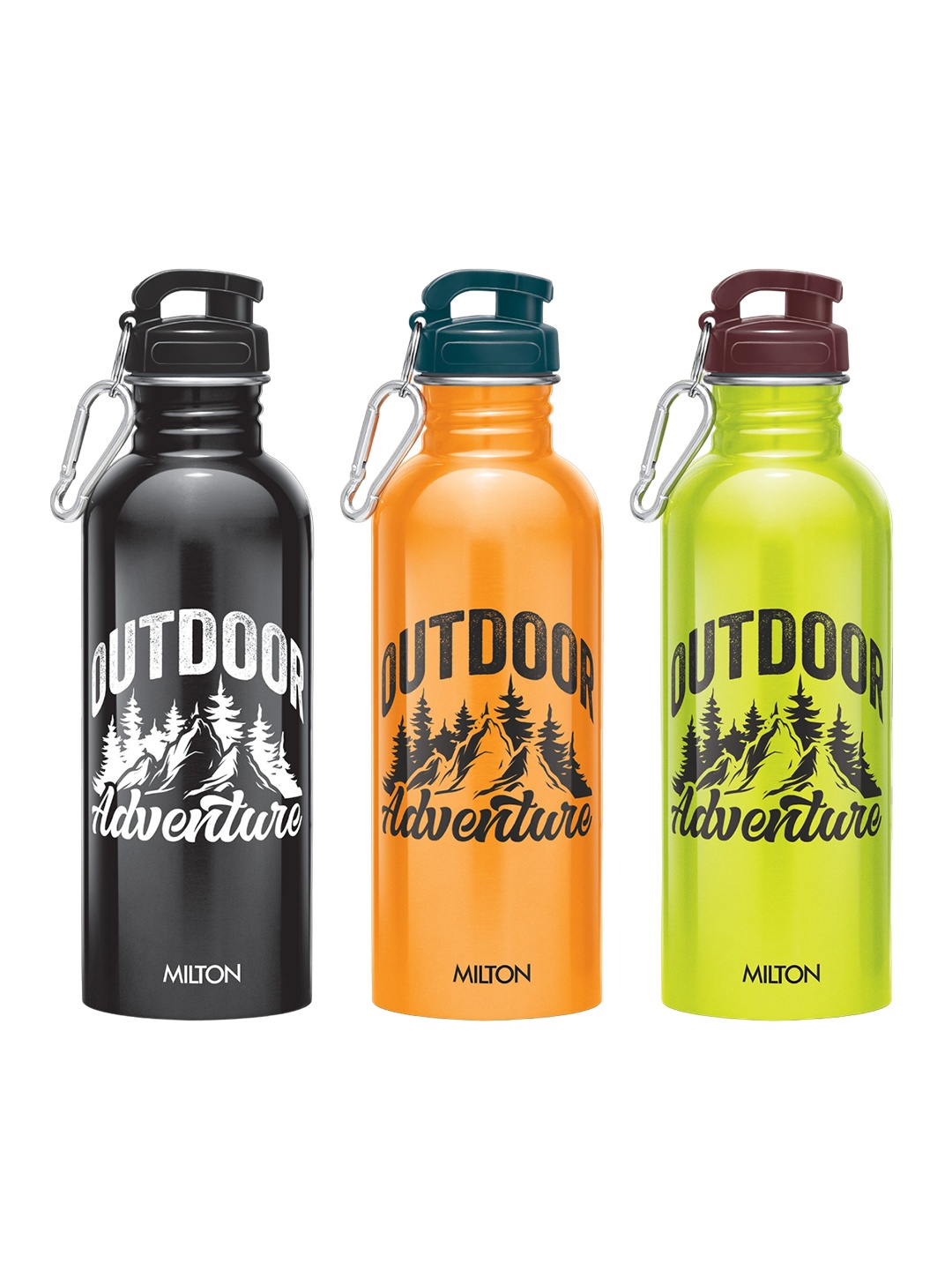 

Milton Virtue 750 Set Of 3 Assorted Steel Water Bottle 750 ml Each, Black