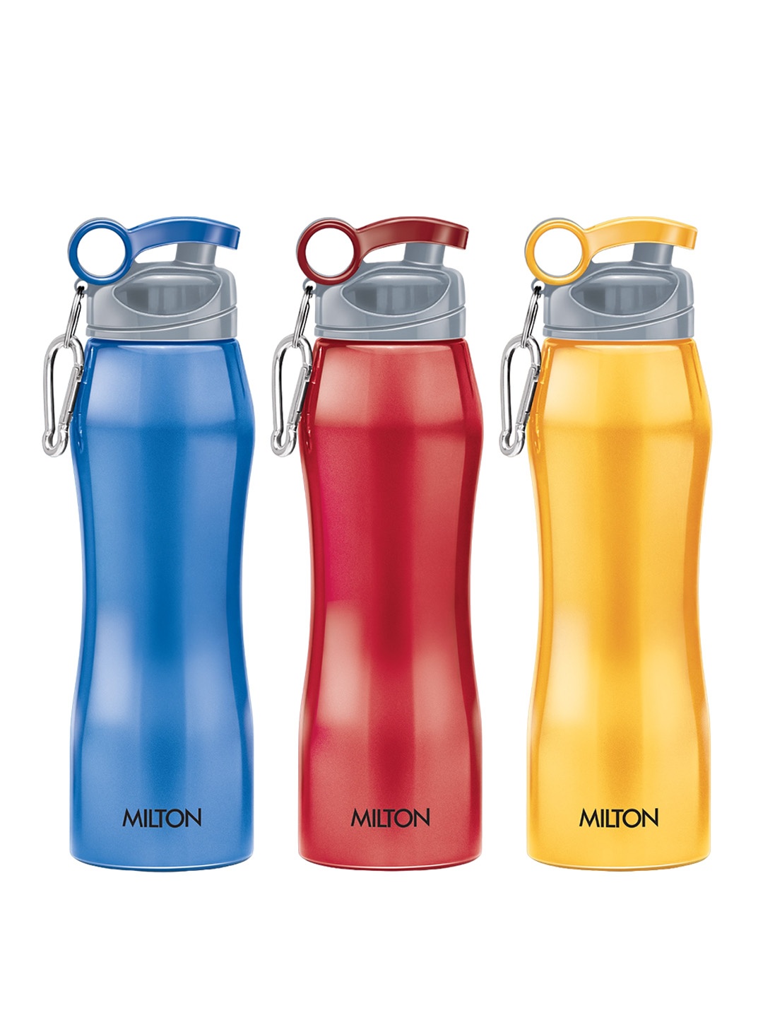 

Milton Hawk 750 Assorted Set Of 3 Single Walled Steel Water Bottle 750 ML Each, Blue