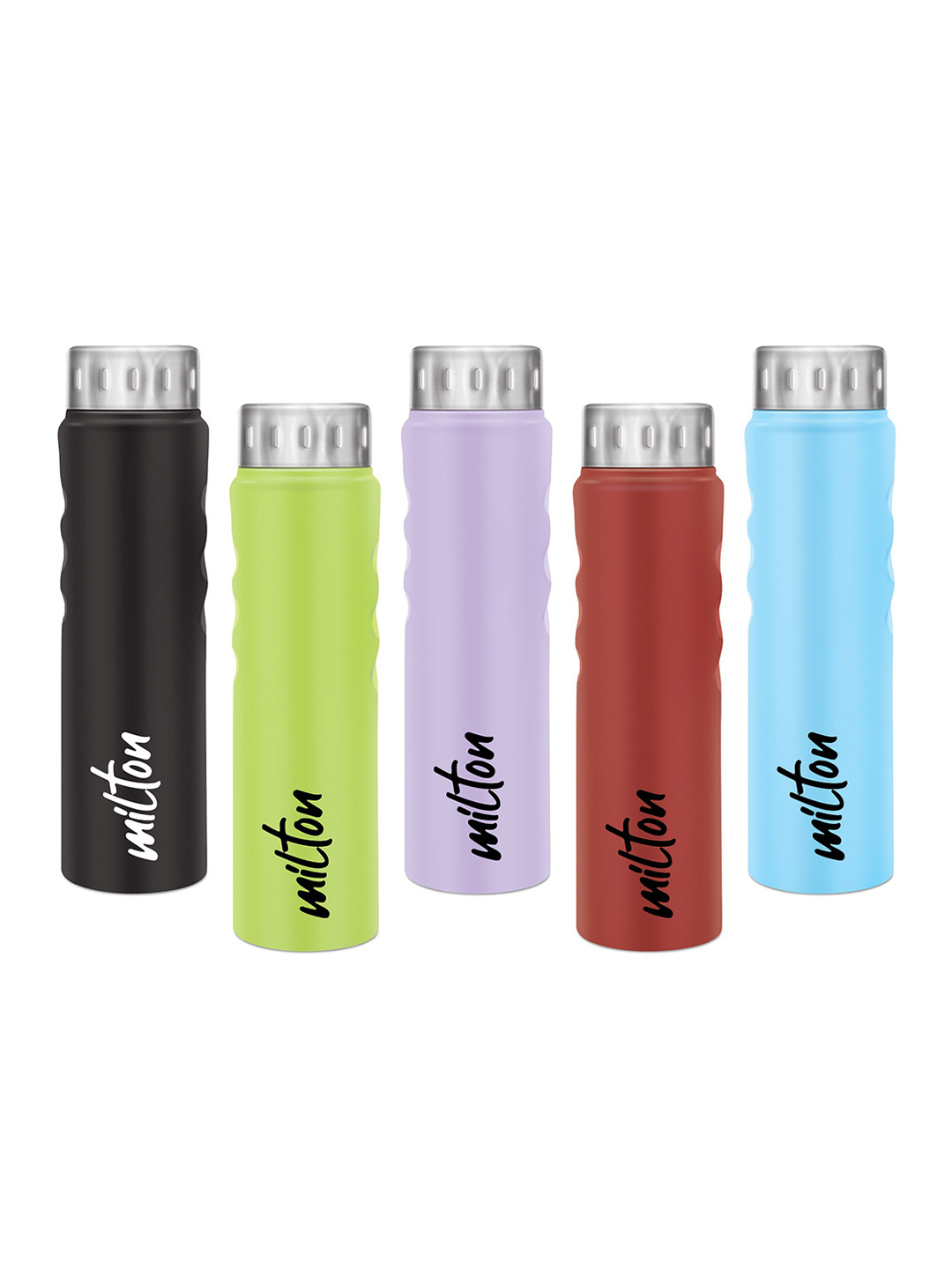 

Milton Stream 1000 5Pcs Black Light Green Purple Red Sky Blue Steel Water Bottle-1.3L Each