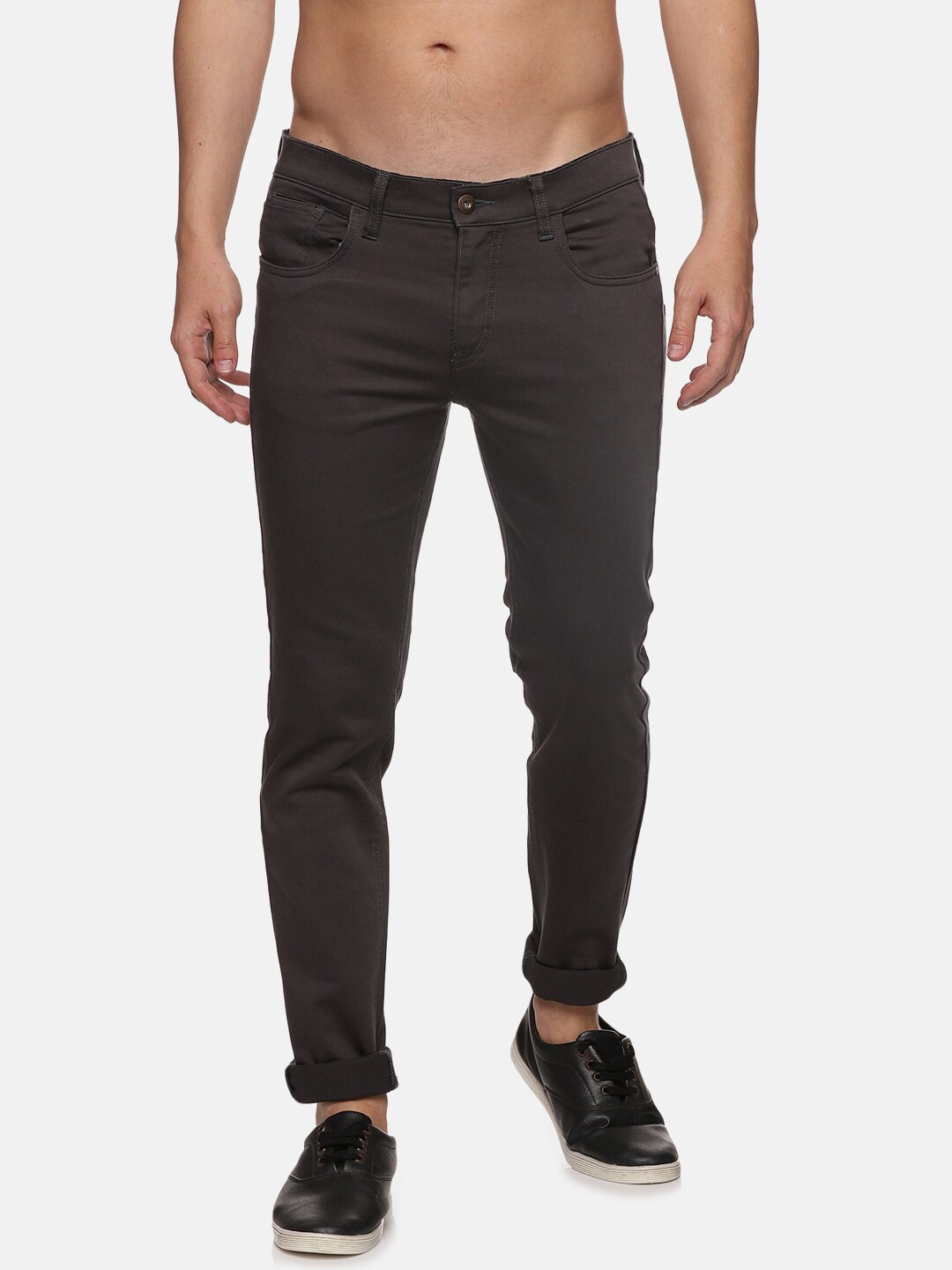 

Old Grey Men Relaxed Slim Fit Cotton Chinos Trousers, Brown