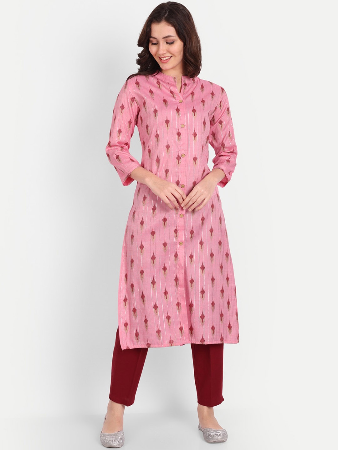 

TREND ME Ethnic Motifs Thread Work Kurta, Pink