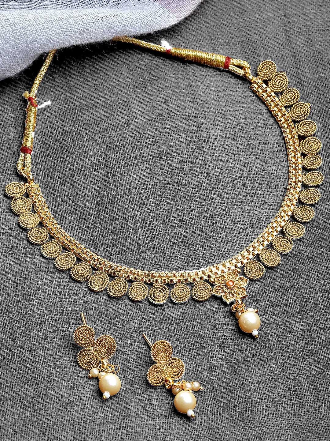 

KARATCART Gold Plated Kundan Studded Necklace And Earrings