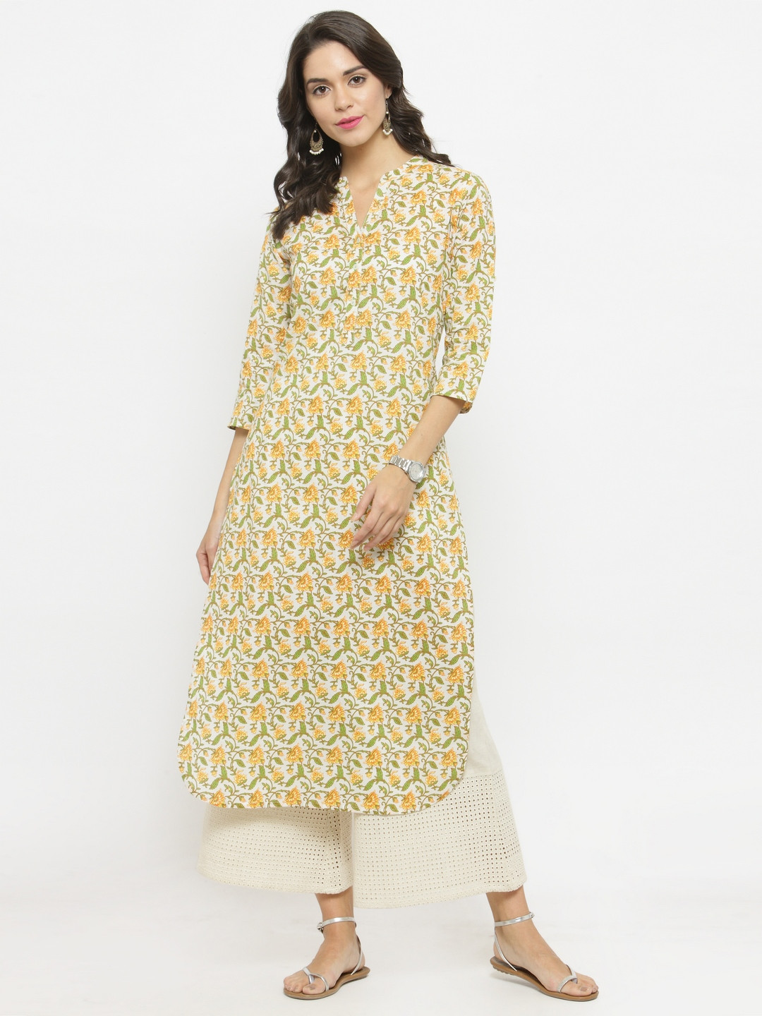 

Varanga Women Yellow & White Printed Kurta with Palazzos