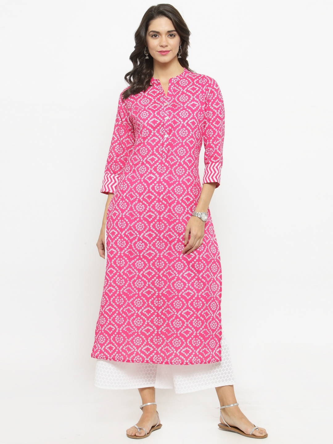 

Varanga Women Pink Printed Kurta with Palazzos