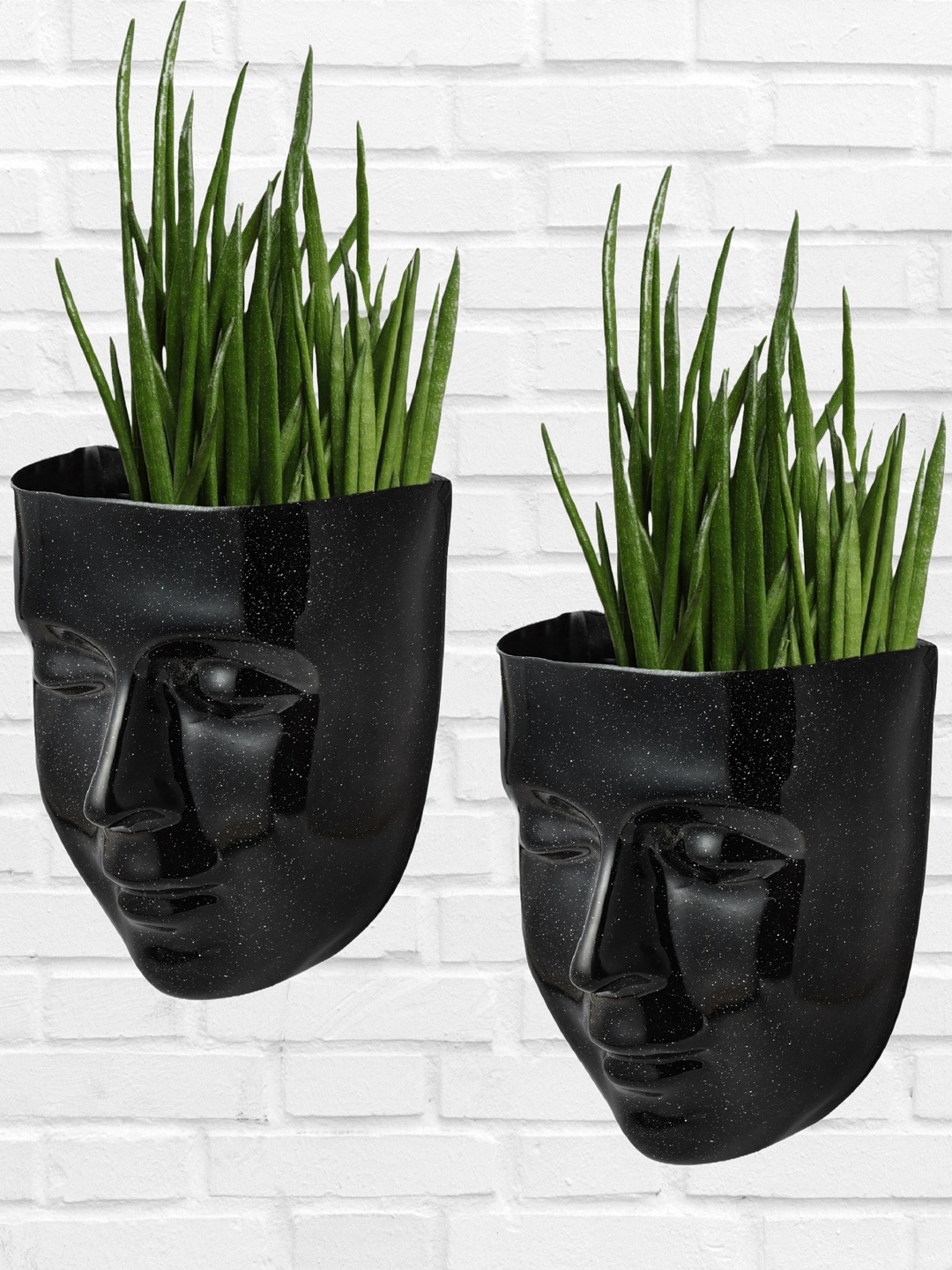 

Stylespace by Isha Black 2 Pieces Textured Face Planters