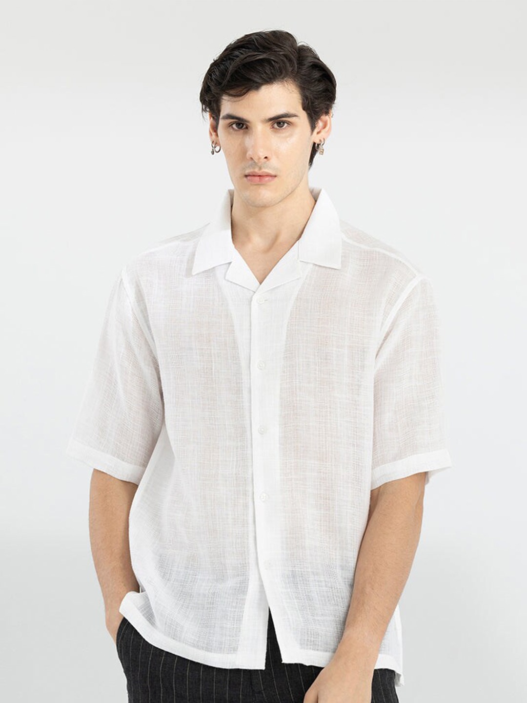 

Snitch Classic Oversized Pure Cotton Casual Shirt, White