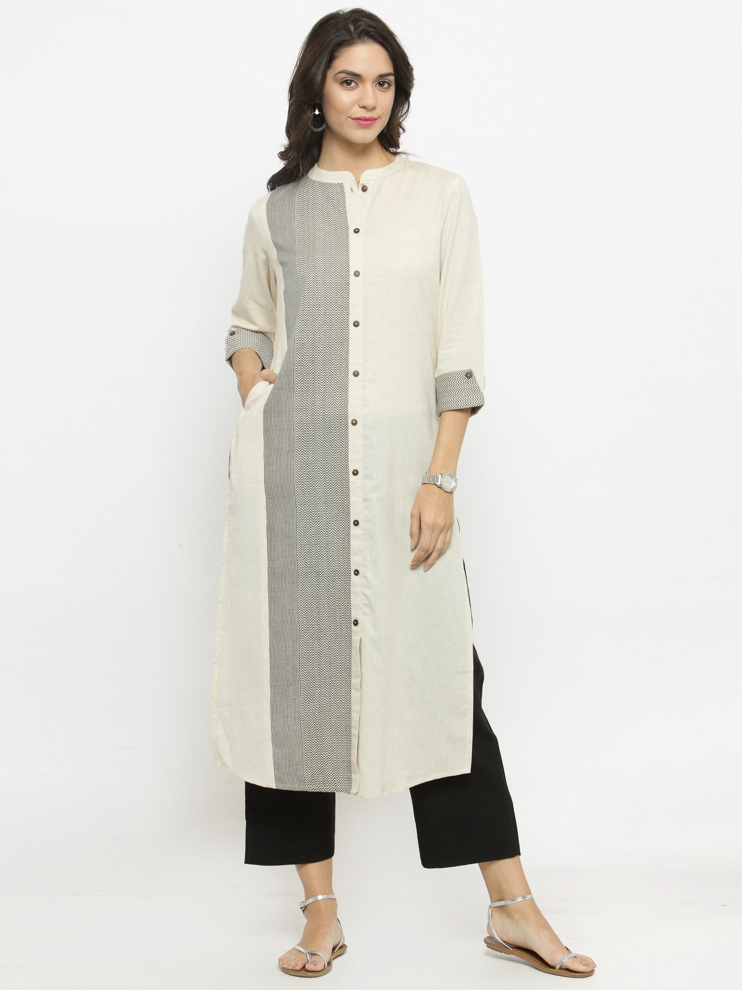 

Varanga Women Off-White Printed Kurta with Trousers