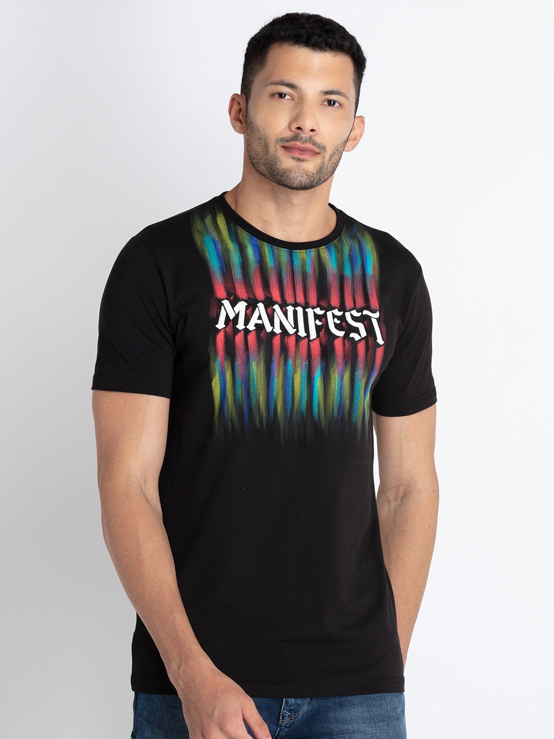 Status Quo Typography Printed Regular Fit T-shirt, Black