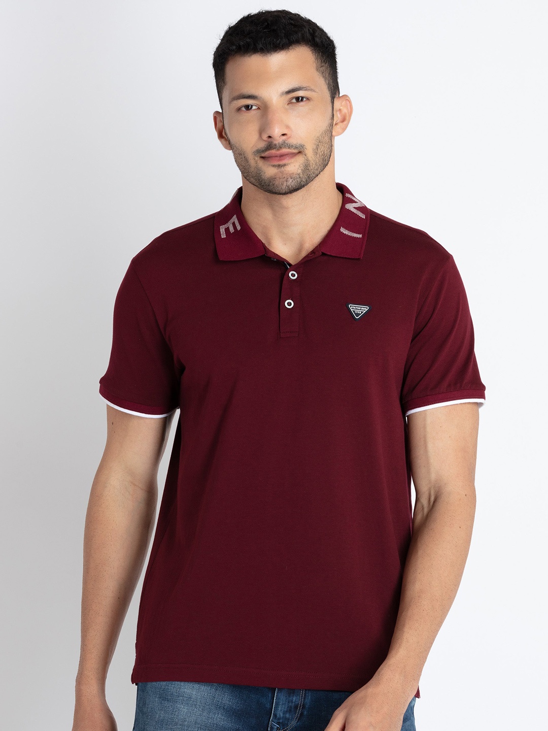 

Status Quo Polo Collar Regular T-shirt, Maroon