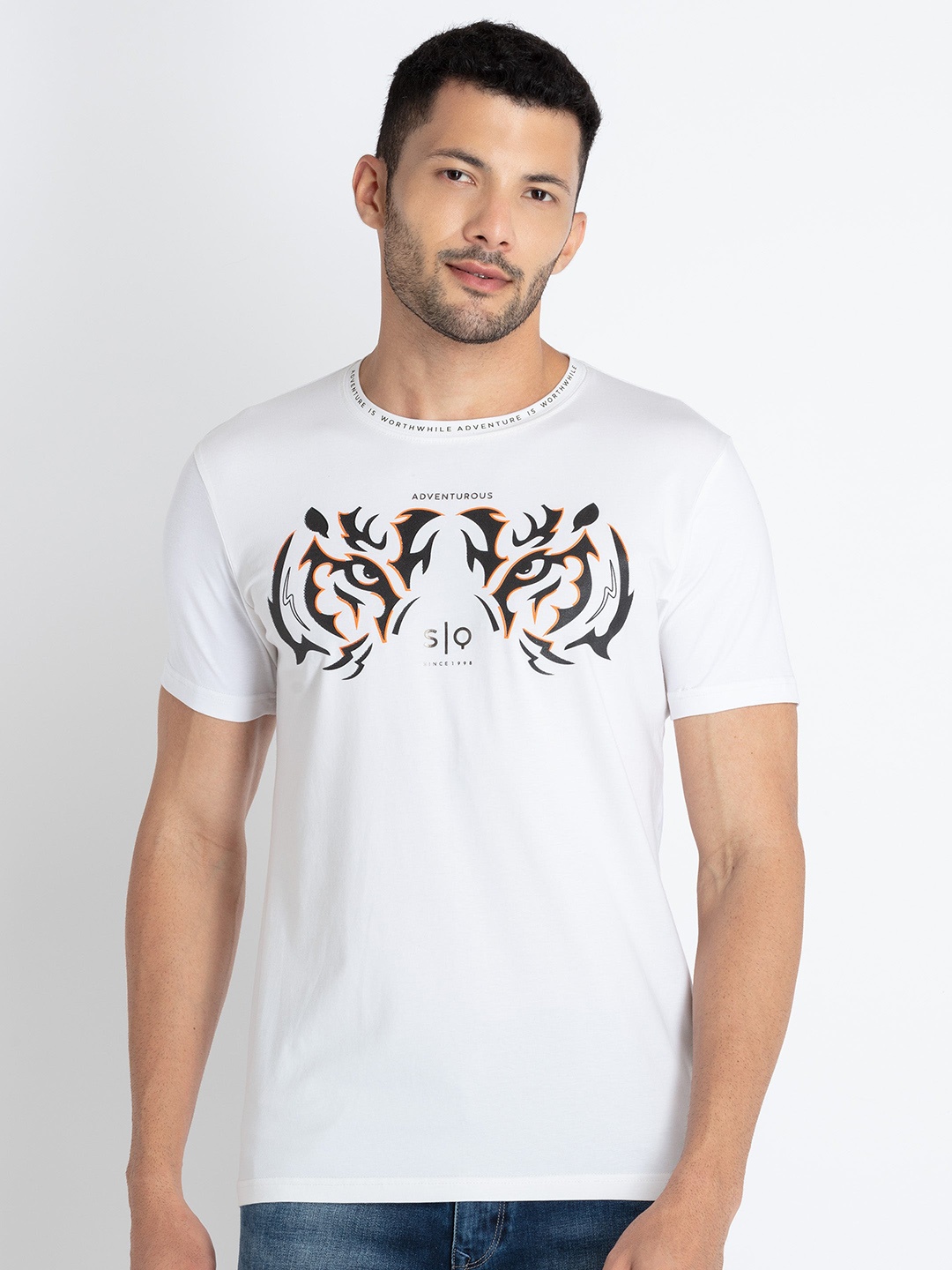 Status Quo Graphic Printed Regular Fit T-shirt, White