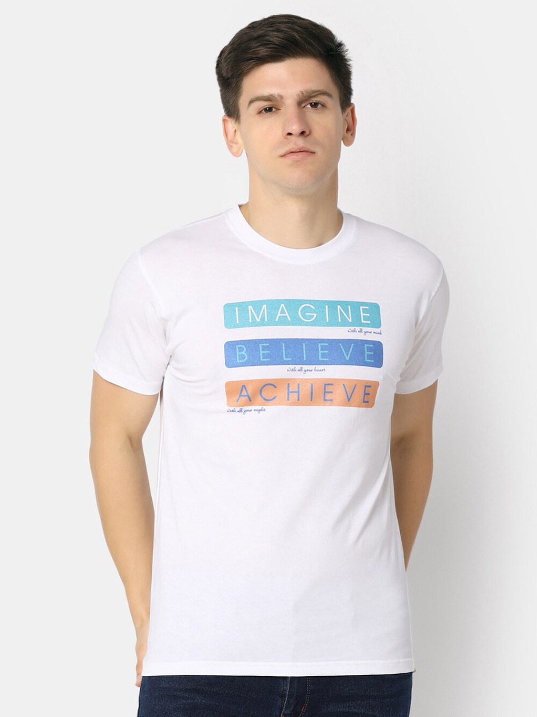 

V-Mart Typography Printed Cotton T-shirt, White
