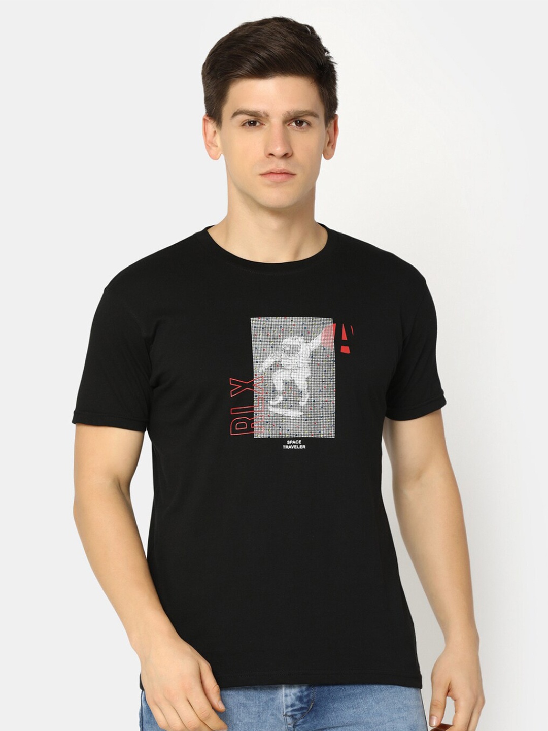 

V-Mart Graphic Printed Cotton T-shirt, Black