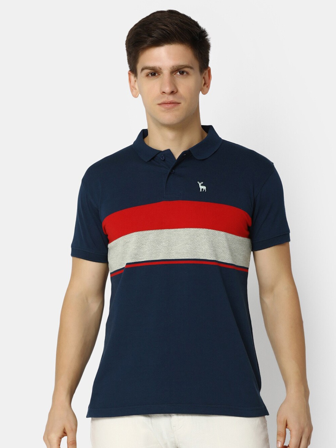 

V-Mart Striped Polo Collar T-shirt, Blue