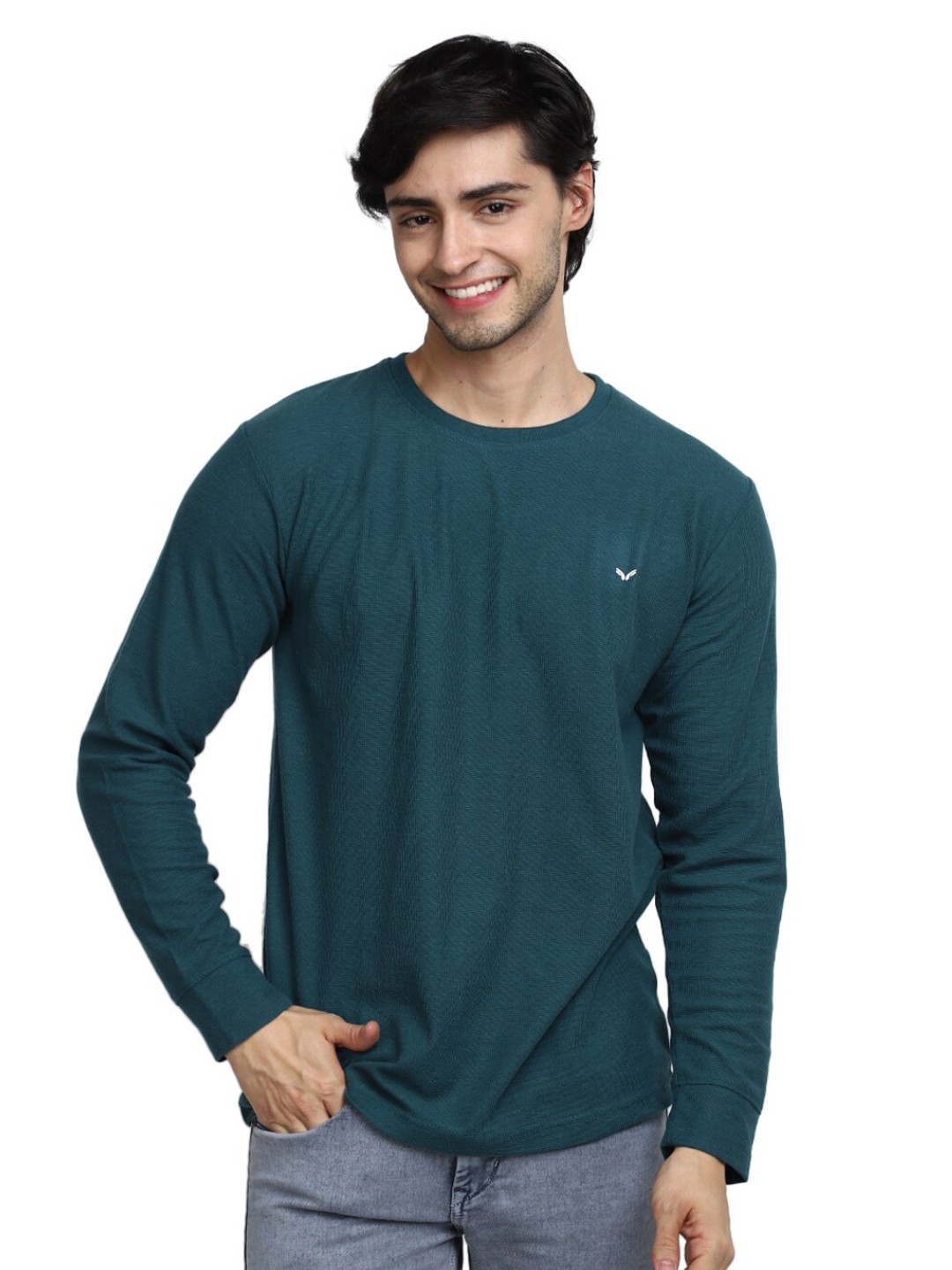 

V-Mart Round Neck Slim Fit Cotton Casual T-shirt, Green