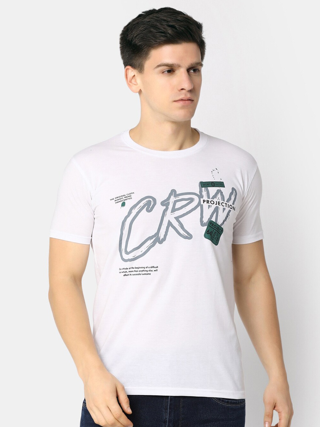 

V-Mart Typography Printed Cotton T-shirt, White