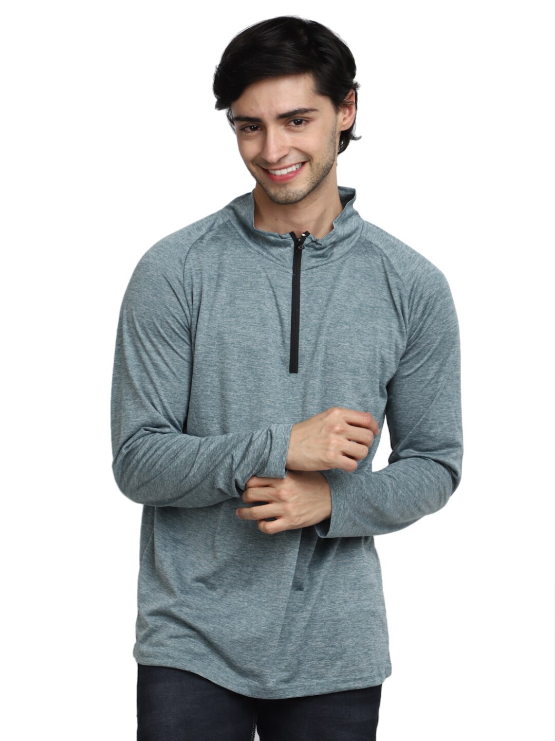 

V-Mart High Neck Regular Fit Casual T-shirt, Green