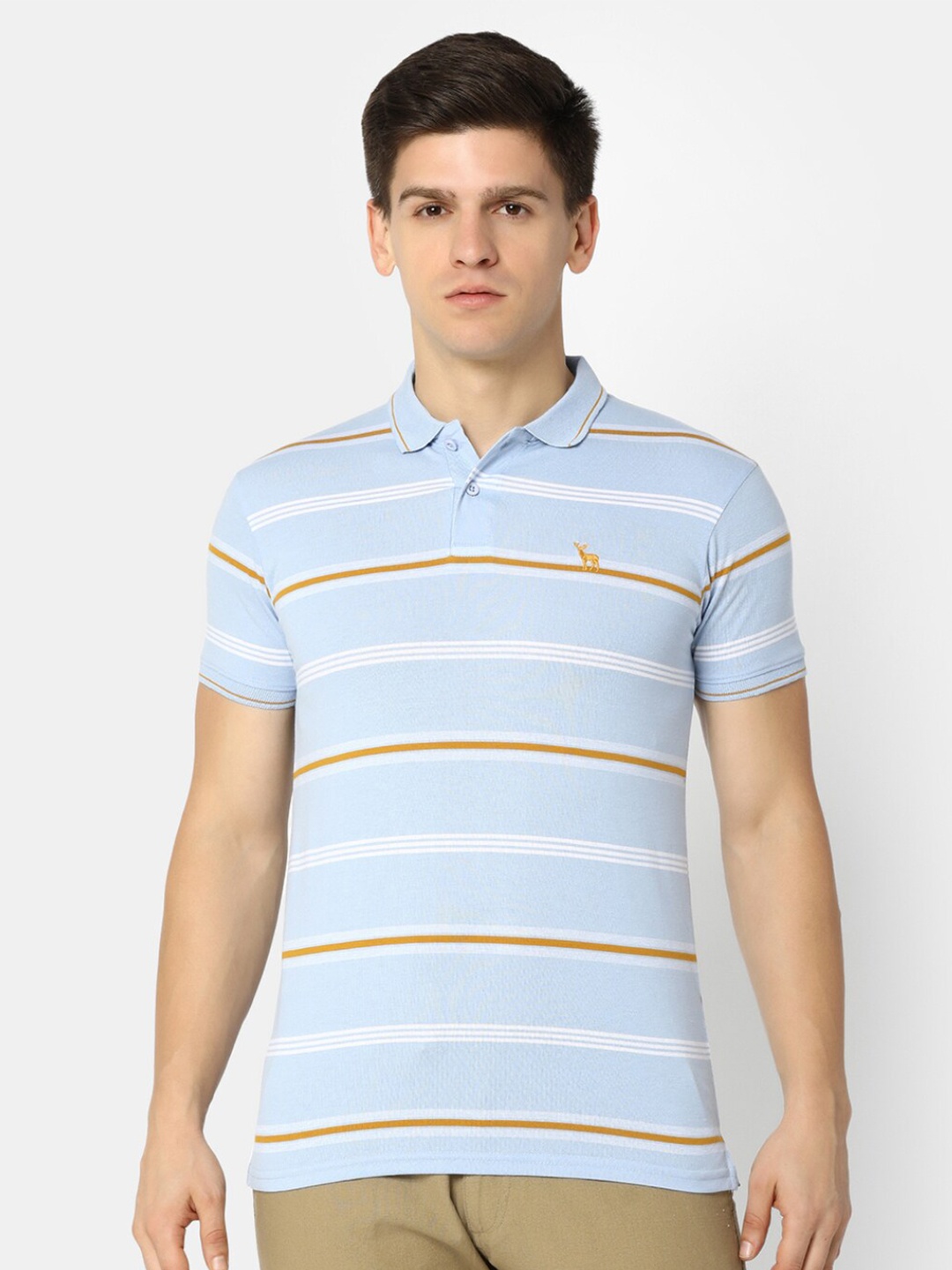 

V-Mart Striped Polo Collar Cotton Regular T-shirt, Blue